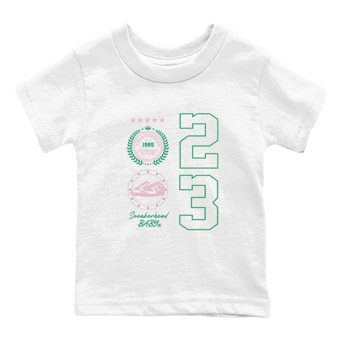 Dunk Low Medium Soft Pink Malachite shirt to match jordans Sneaker Emblem sneaker tees Dunks Medium Soft Pink Malachite Streetwear Brand SNRT Sneaker Release Tees baby toddler White 2 cotton Shirt
