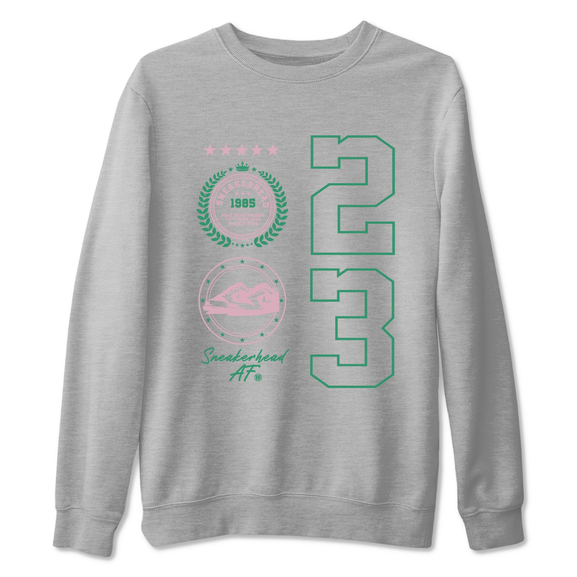 Dunk Low Medium Soft Pink Malachite shirt to match jordans Sneaker Emblem sneaker tees Dunks Medium Soft Pink Malachite Streetwear Brand SNRT Sneaker Release Tees unisex cotton Heather Grey 2 crew neck shirt