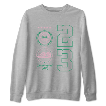 Dunk Low Medium Soft Pink Malachite shirt to match jordans Sneaker Emblem sneaker tees Dunks Medium Soft Pink Malachite Streetwear Brand SNRT Sneaker Release Tees unisex cotton Heather Grey 2 crew neck shirt