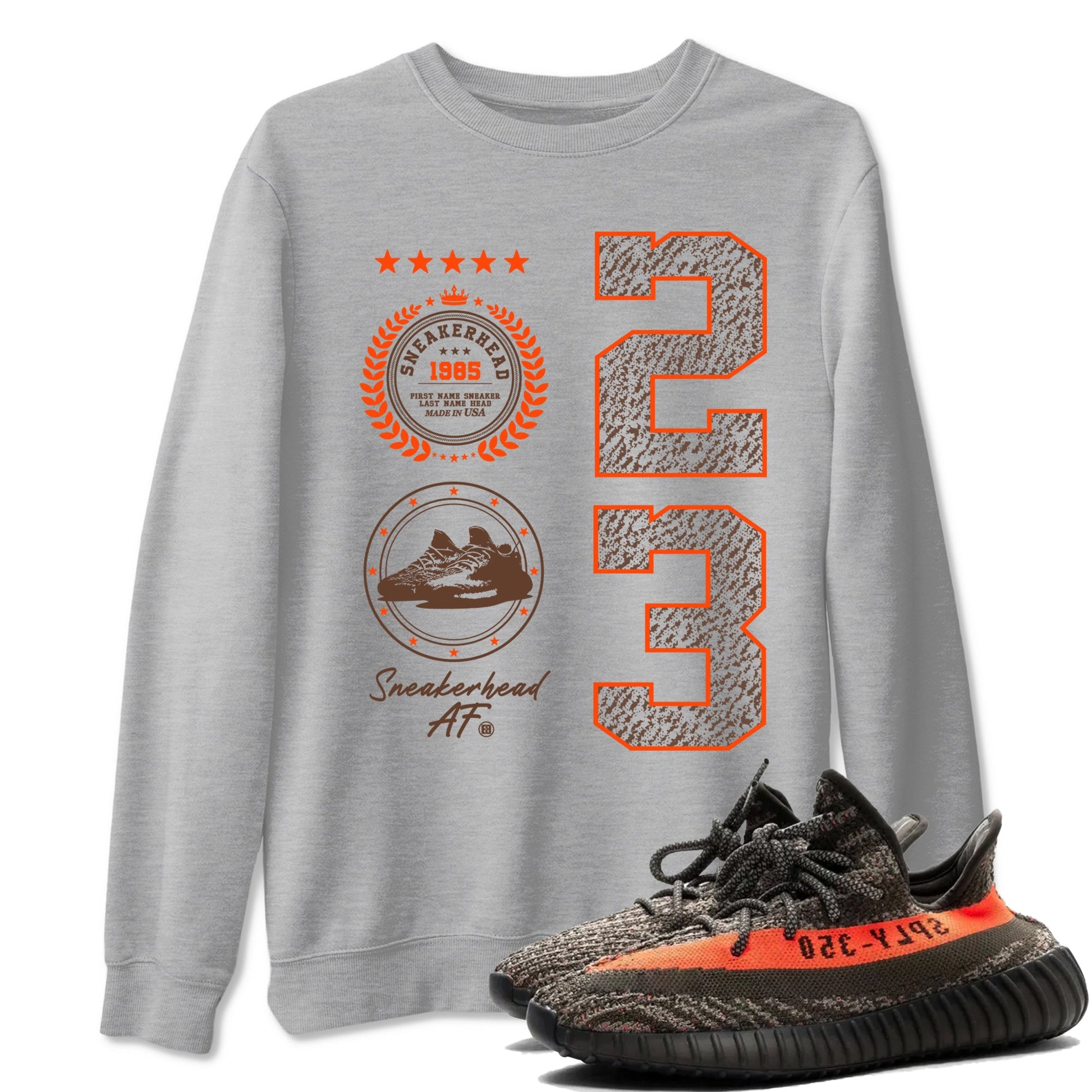 Yeezy 350 Carbon Beluga shirts to match jordans Sneaker Emblem sneaker match tees Yeezy 350 Carbon Beluga match shoes to clothes SNRT Sneaker Tees unisex cotton Heather Grey 1 shirts