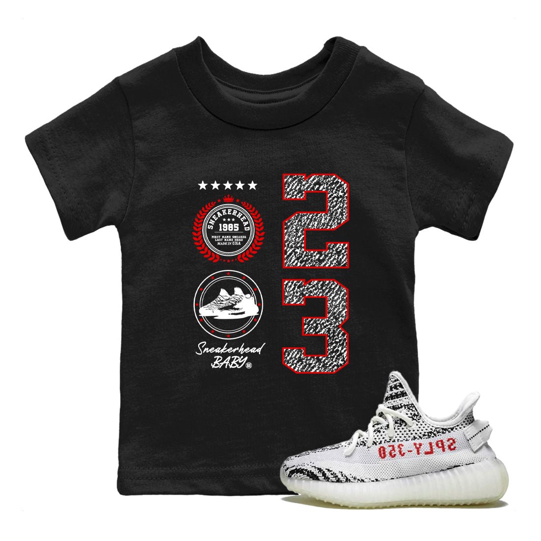 Yeezy 350 Zebra shirts to match jordans Sneaker Emblem sneaker match tees Yeezy 350 Zebra match shoes to clothes SNRT Sneaker Tees Youth Baby Black 1 tee