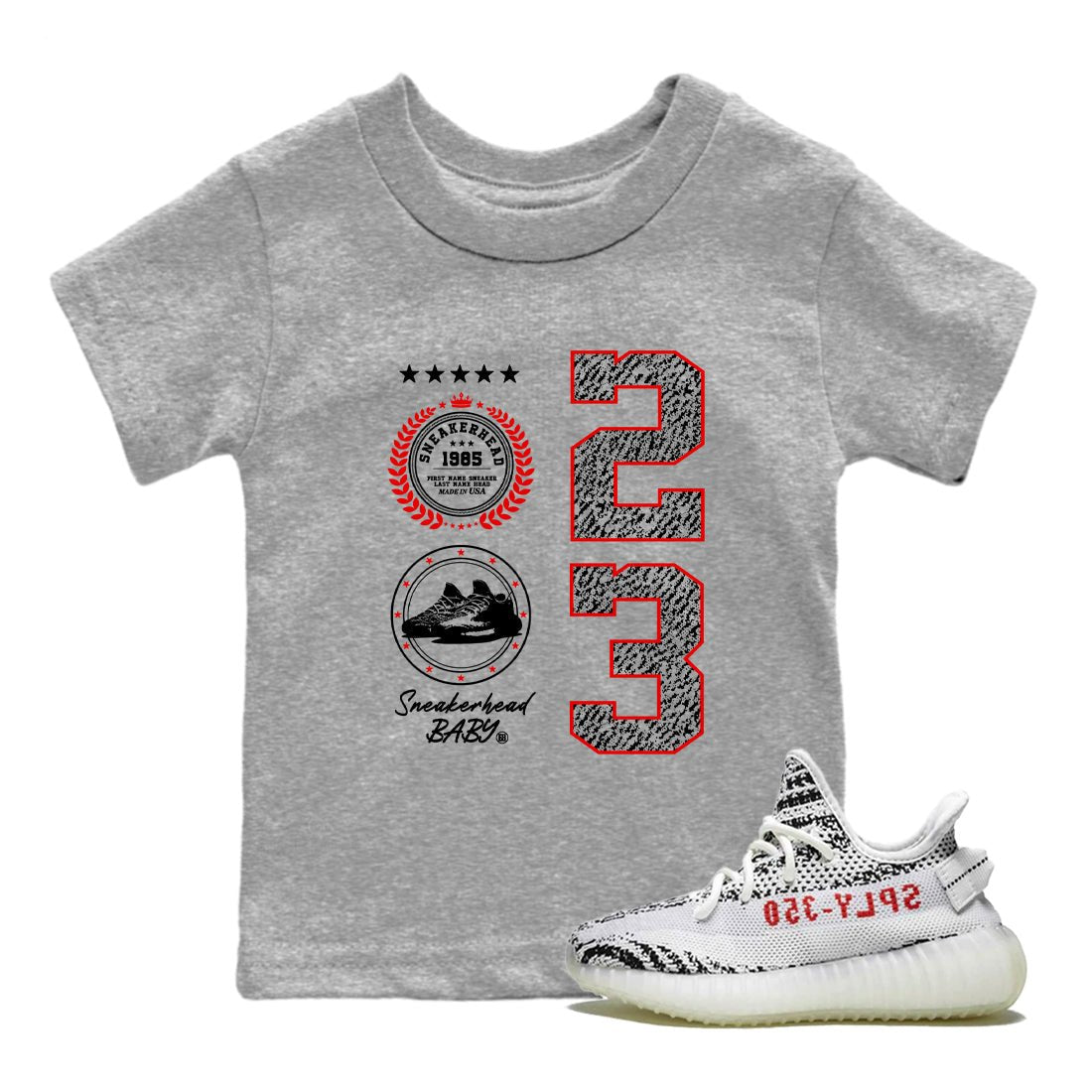 Yeezy 350 Zebra shirts to match jordans Sneaker Emblem sneaker match tees Yeezy 350 Zebra match shoes to clothes SNRT Sneaker Tees Youth Baby Heather Grey 1 tee