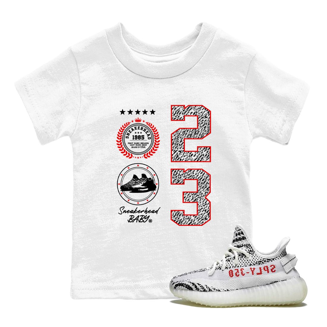 Yeezy 350 Zebra shirts to match jordans Sneaker Emblem sneaker match tees Yeezy 350 Zebra match shoes to clothes SNRT Sneaker Tees Youth Baby White 1 tee