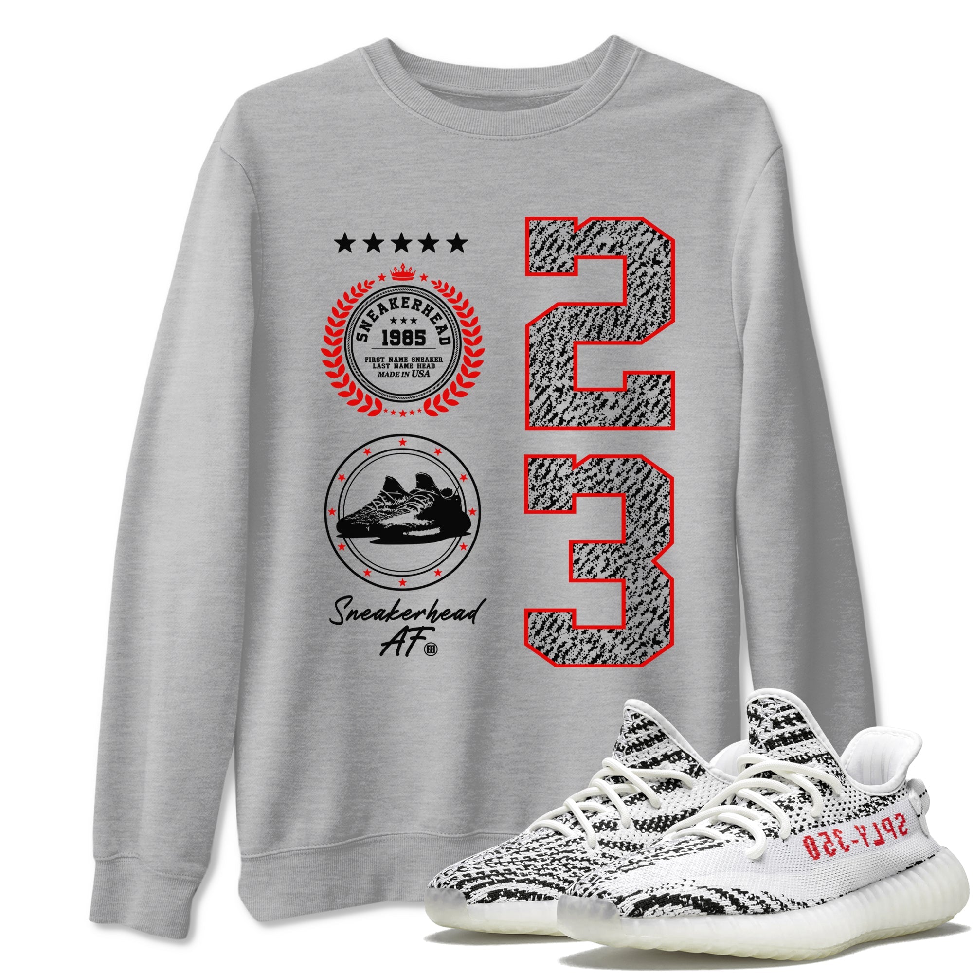 Yeezy 350 Zebra shirts to match jordans Sneaker Emblem sneaker match tees Yeezy 350 Zebra match shoes to clothes SNRT Sneaker Tees unisex cotton Heather Grey 1 shirts