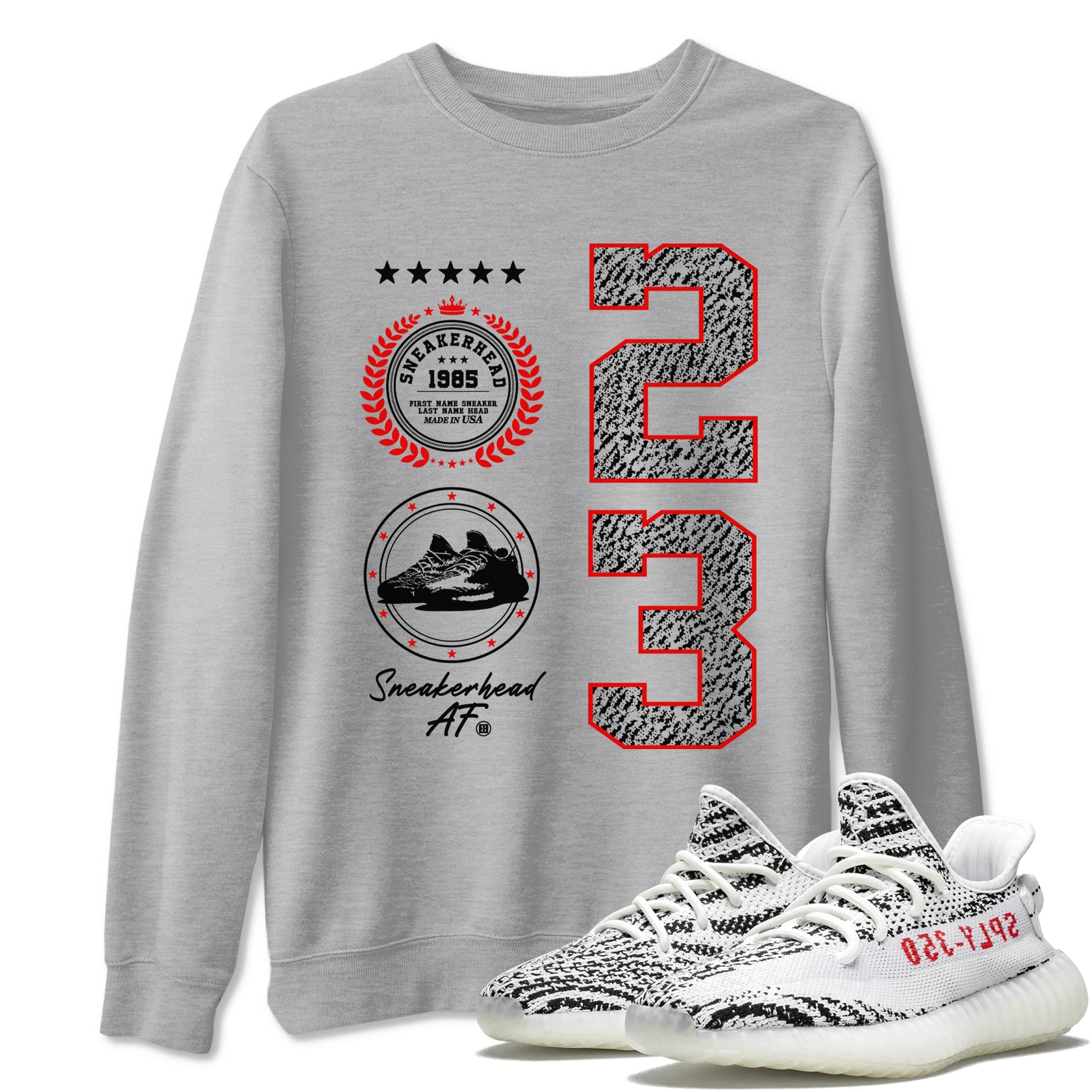 Yeezy 350 Zebra shirts to match jordans Sneaker Emblem sneaker match tees Yeezy 350 Zebra match shoes to clothes SNRT Sneaker Tees unisex cotton Heather Grey 1 shirts