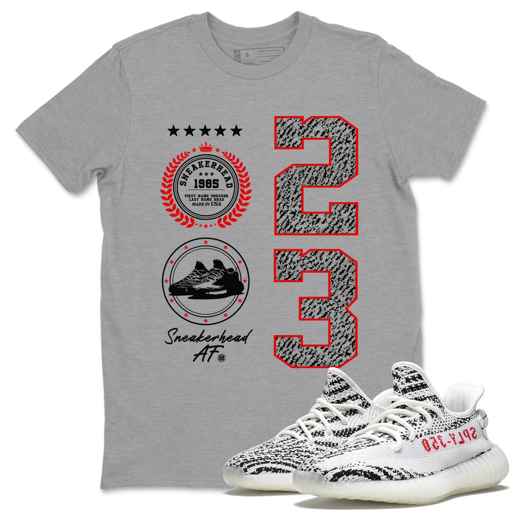 Yeezy 350 Zebra shirts to match jordans Sneaker Emblem sneaker match tees Yeezy 350 Zebra match shoes to clothes SNRT Sneaker Tees unisex cotton Heather Grey 1 shirts