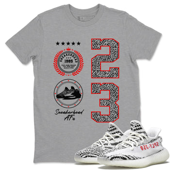 Yeezy 350 Zebra shirts to match jordans Sneaker Emblem sneaker match tees Yeezy 350 Zebra match shoes to clothes SNRT Sneaker Tees unisex cotton Heather Grey 1 shirts