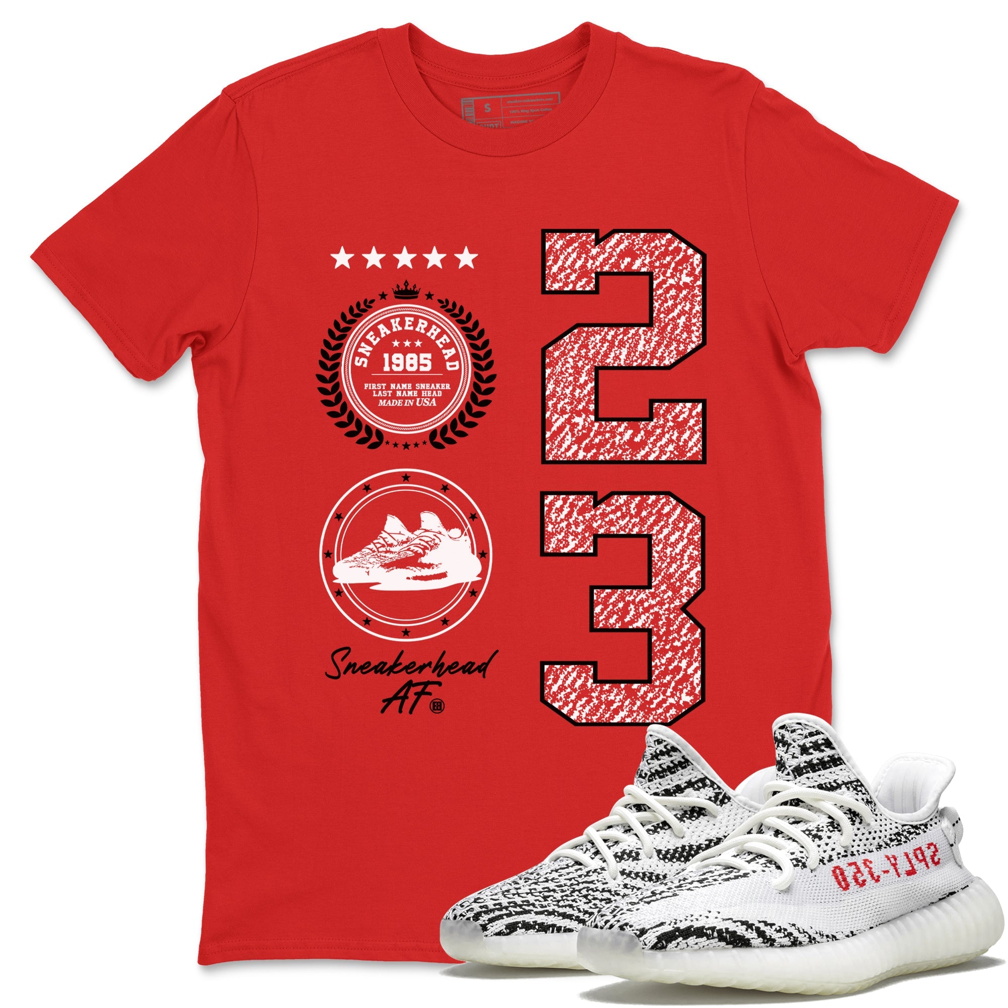 Yeezy 350 Zebra shirts to match jordans Sneaker Emblem sneaker match tees Yeezy 350 Zebra match shoes to clothes SNRT Sneaker Tees unisex cotton Red 1 shirts