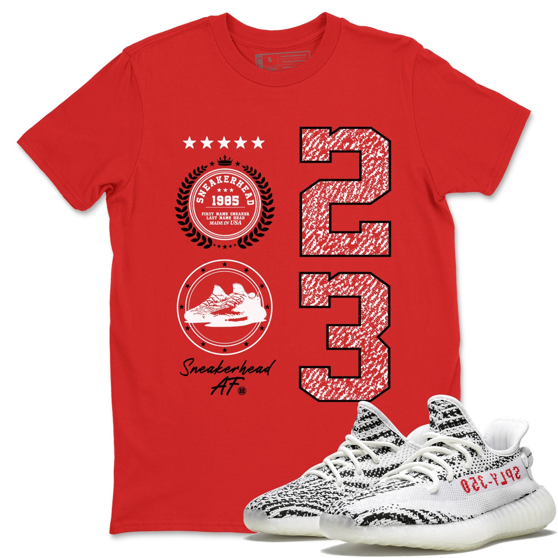 Yeezy 350 Zebra shirts to match jordans Sneaker Emblem sneaker match tees Yeezy 350 Zebra match shoes to clothes SNRT Sneaker Tees unisex cotton Red 1 shirts