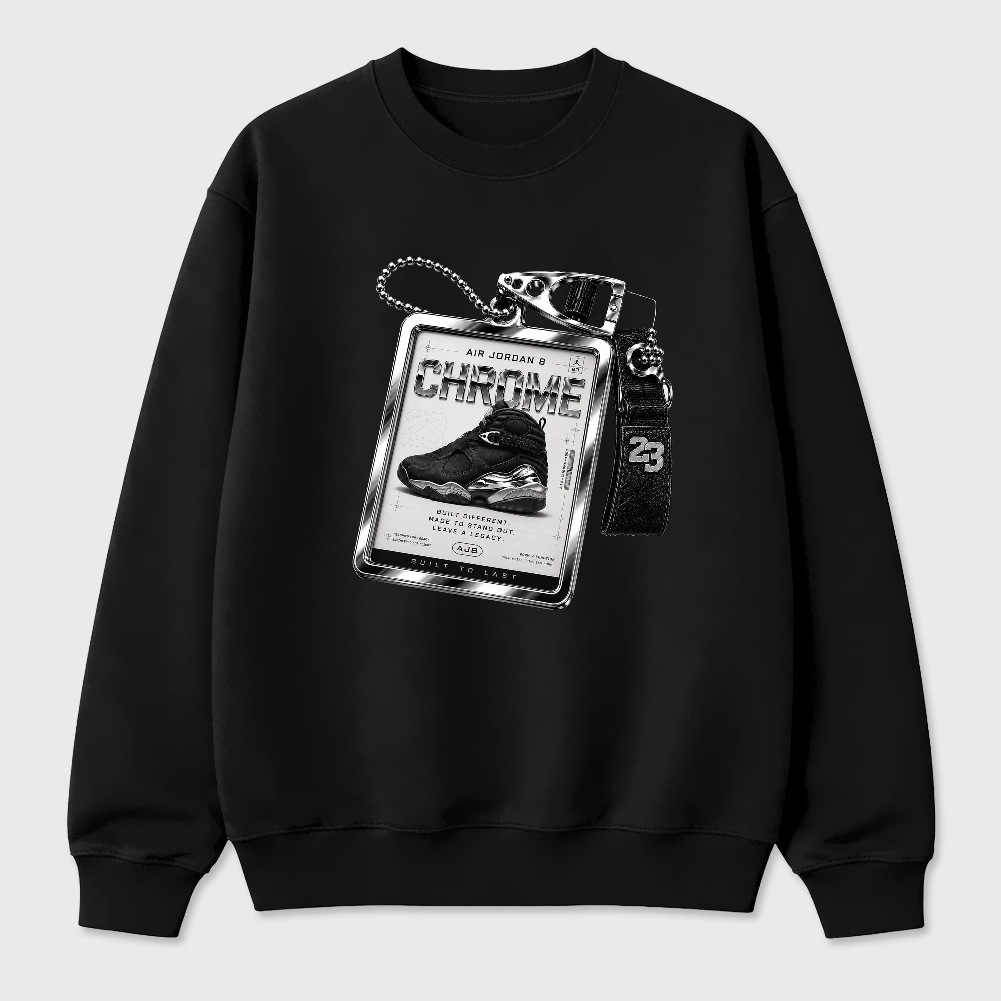 Sneaker Hang Tag Graphic T-Shirt featuring original streetwear artwork designed to match the Air Jordan 8 Chrome. Black 2 Graphic Tee.