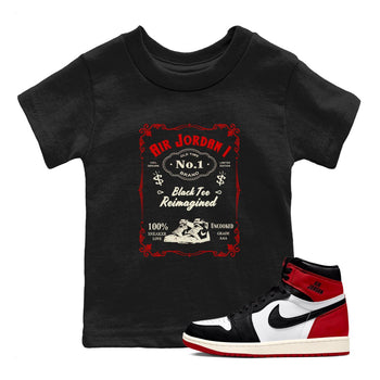 Air Jordan 1 High OG Black Toe Reimagined shirts to match jordans Sneaker Label sneaker match tees 1s Black Toe Reimagined Sneaker Shirts SNRT Sneaker Tees streetwear brand Baby and Youth Black 1 cotton tee
