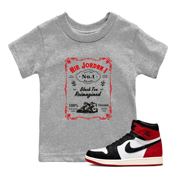Air Jordan 1 High OG Black Toe Reimagined shirts to match jordans Sneaker Label sneaker match tees 1s Black Toe Reimagined Sneaker Shirts SNRT Sneaker Tees streetwear brand Baby and Youth Heather Grey 1 cotton tee