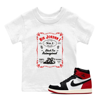 Air Jordan 1 High OG Black Toe Reimagined shirts to match jordans Sneaker Label sneaker match tees 1s Black Toe Reimagined Sneaker Shirts SNRT Sneaker Tees streetwear brand Baby and Youth White 1 cotton tee