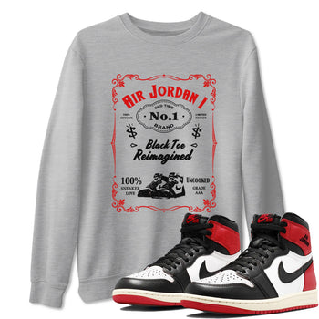 Air Jordan 1 High OG Black Toe Reimagined shirts to match jordans Sneaker Label sneaker match tees 1s Black Toe Reimagined Sneaker Shirts SNRT Sneaker Tees streetwear brand Heather Grey 1 unisex cotton tee