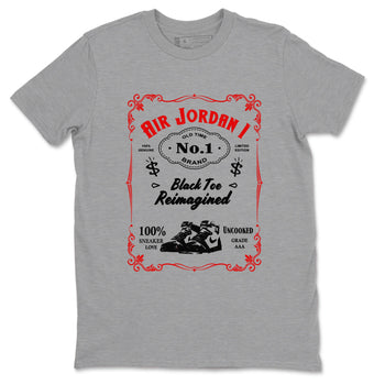 Air Jordan 1 High OG Black Toe Reimagined shirts to match jordans Sneaker Label sneaker match tees 1s Black Toe Reimagined Sneaker Shirts SNRT Sneaker Tees streetwear brand Heather Grey 2 unisex cotton tee