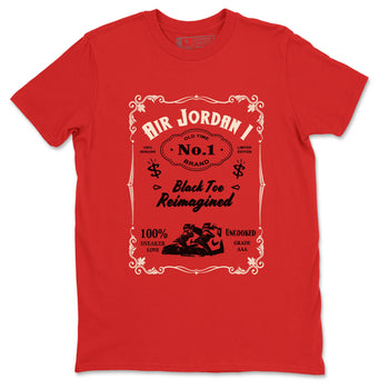 Air Jordan 1 High OG Black Toe Reimagined shirts to match jordans Sneaker Label sneaker match tees 1s Black Toe Reimagined Sneaker Shirts SNRT Sneaker Tees streetwear brand Red 2 unisex cotton tee