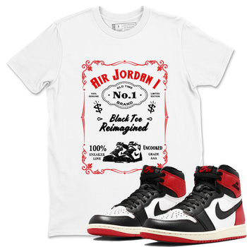 Air Jordan 1 High OG Black Toe Reimagined shirts to match jordans Sneaker Label sneaker match tees 1s Black Toe Reimagined Sneaker Shirts SNRT Sneaker Tees streetwear brand White 1 unisex cotton tee