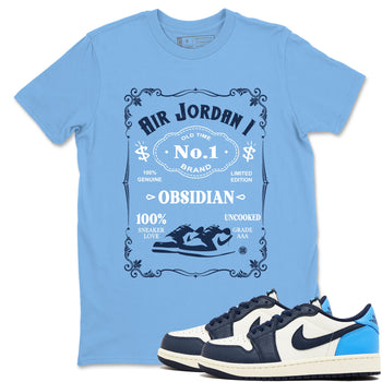 1s Obsidian shirts to match jordans Sneaker Label shirts to match Jordans AJ1 Retro Low OG Obsidian match shoes to clothes SNRT Sneaker Tees unisex cotton Carolina Blue 1 shirts