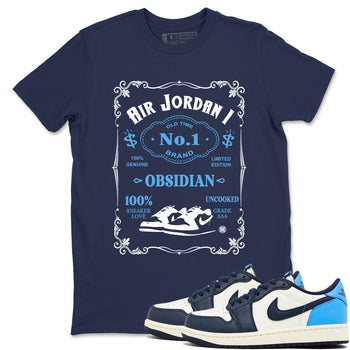 1s Obsidian shirts to match jordans Sneaker Label shirts to match Jordans AJ1 Retro Low OG Obsidian match shoes to clothes SNRT Sneaker Tees unisex cotton Navy 1 shirts