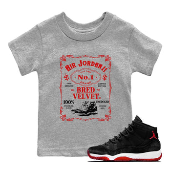 11s Bred Velvet shirts to match jordans Sneaker Label sneaker match tees Air Jordan 11 Retro Bred Velvet match shoes to clothes SNRT Sneaker Tees Youth Baby Heather Grey 1 tee