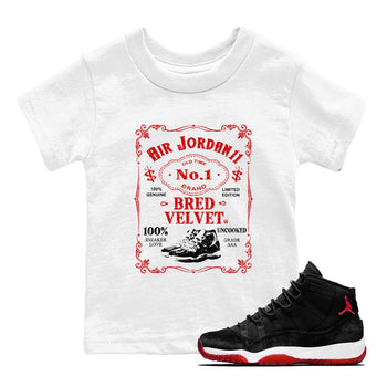 11s Bred Velvet shirts to match jordans Sneaker Label sneaker match tees Air Jordan 11 Retro Bred Velvet match shoes to clothes SNRT Sneaker Tees Youth Baby White 1 tee