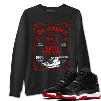 11s Bred Velvet shirts to match jordans Sneaker Label sneaker match tees Air Jordan 11 Retro Bred Velvet match shoes to clothes SNRT Sneaker Tees unisex cotton Black 1 shirts