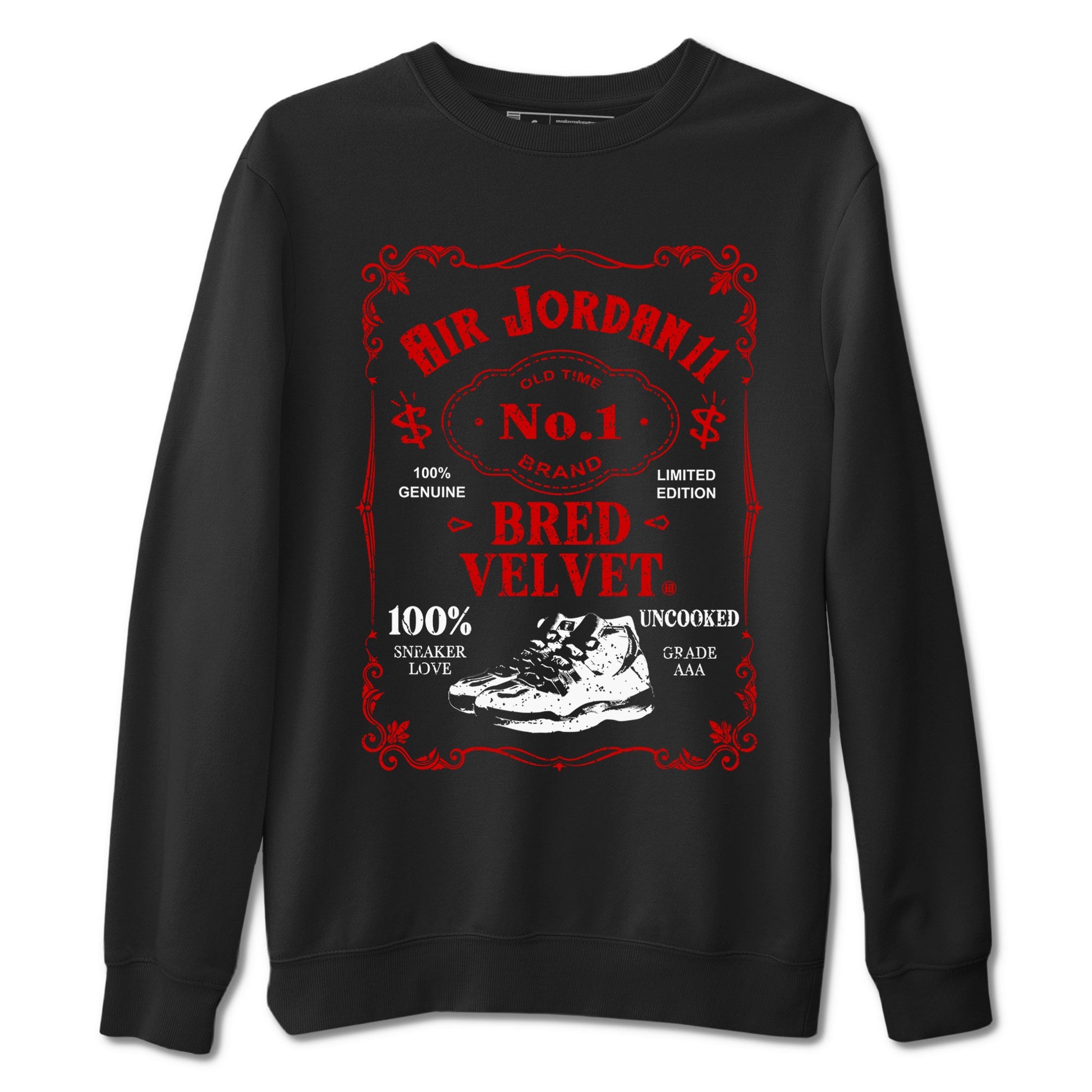 11s Bred Velvet shirts to match jordans Sneaker Label sneaker match tees Air Jordan 11 Retro Bred Velvet match shoes to clothes SNRT Sneaker Tees unisex cotton Black 2 shirts