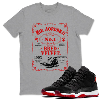 11s Bred Velvet shirts to match jordans Sneaker Label sneaker match tees Air Jordan 11 Retro Bred Velvet match shoes to clothes SNRT Sneaker Tees unisex cotton Heather Grey 1 shirts