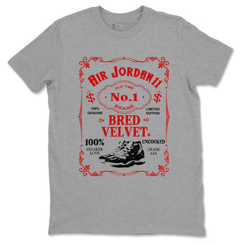11s Bred Velvet shirts to match jordans Sneaker Label sneaker match tees Air Jordan 11 Retro Bred Velvet match shoes to clothes SNRT Sneaker Tees unisex cotton Heather Grey 2 shirts