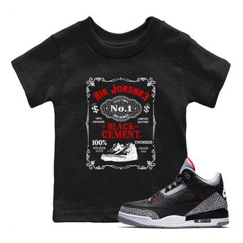 3s Black Cement shirts to match jordans Sneaker Label sneaker match tees Air Jordan 3 Retro OG Black Cement match shoes to clothes SNRT Sneaker Tees Youth Baby Black 1 tee