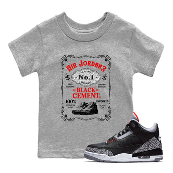 3s Black Cement shirts to match jordans Sneaker Label sneaker match tees Air Jordan 3 Retro OG Black Cement match shoes to clothes SNRT Sneaker Tees Youth Baby Heather Grey 1 tee