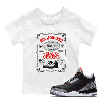 3s Black Cement shirts to match jordans Sneaker Label sneaker match tees Air Jordan 3 Retro OG Black Cement match shoes to clothes SNRT Sneaker Tees Youth Baby White 1 tee