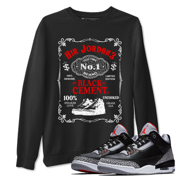 3s Black Cement shirts to match jordans Sneaker Label sneaker match tees Air Jordan 3 Retro OG Black Cement match shoes to clothes SNRT Sneaker Tees unisex cotton Black 1 shirts