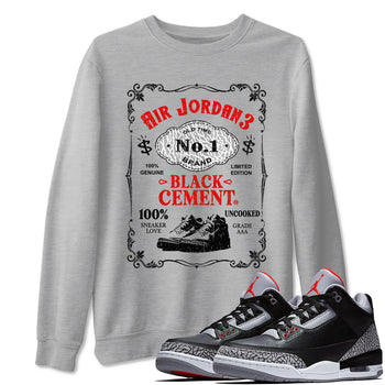 3s Black Cement shirts to match jordans Sneaker Label sneaker match tees Air Jordan 3 Retro OG Black Cement match shoes to clothes SNRT Sneaker Tees unisex cotton Heather Grey 1 shirts