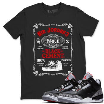 3s Black Cement shirts to match jordans Sneaker Label sneaker match tees Air Jordan 3 Retro OG Black Cement match shoes to clothes SNRT Sneaker Tees unisex cotton Black 1 shirts