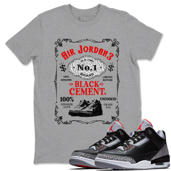 3s Black Cement shirts to match jordans Sneaker Label sneaker match tees Air Jordan 3 Retro OG Black Cement match shoes to clothes SNRT Sneaker Tees unisex cotton Heather Grey 1 shirts