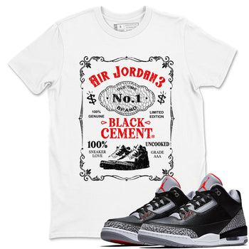 3s Black Cement shirts to match jordans Sneaker Label sneaker match tees Air Jordan 3 Retro OG Black Cement match shoes to clothes SNRT Sneaker Tees unisex cotton White 1 shirts
