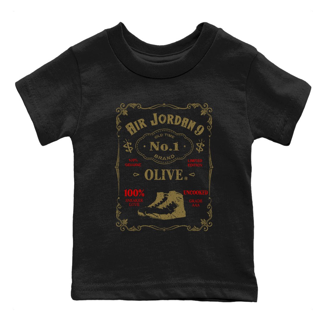 9s Olive shirts to match jordans Sneaker Label sneaker match tees Air Jordan 9 Olive match shoes to clothes SNRT Sneaker Tees Youth Baby Black 2 tee