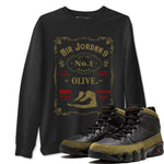 9s Olive shirts to match jordans Sneaker Label sneaker match tees Air Jordan 9 Olive match shoes to clothes SNRT Sneaker Tees unisex cotton Black 1 shirts