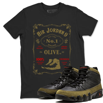 9s Olive shirts to match jordans Sneaker Label sneaker match tees Air Jordan 9 Olive match shoes to clothes SNRT Sneaker Tees unisex cotton Black 1 shirts