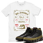 9s Olive shirts to match jordans Sneaker Label sneaker match tees Air Jordan 9 Olive match shoes to clothes SNRT Sneaker Tees unisex cotton White 1 shirts