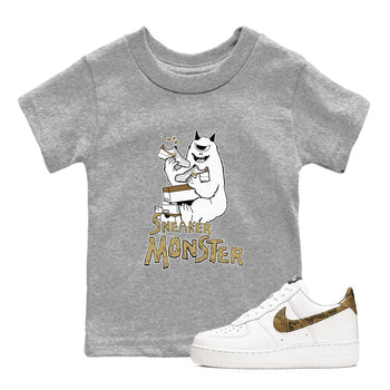 Air Force 1 Ivory Snake shirt to match jordans Sneaker Monster sneaker tees Air Force 1 Ivory Snake SNRT sneaker release tees baby toddler Heather Grey 1 cotton Shirt
