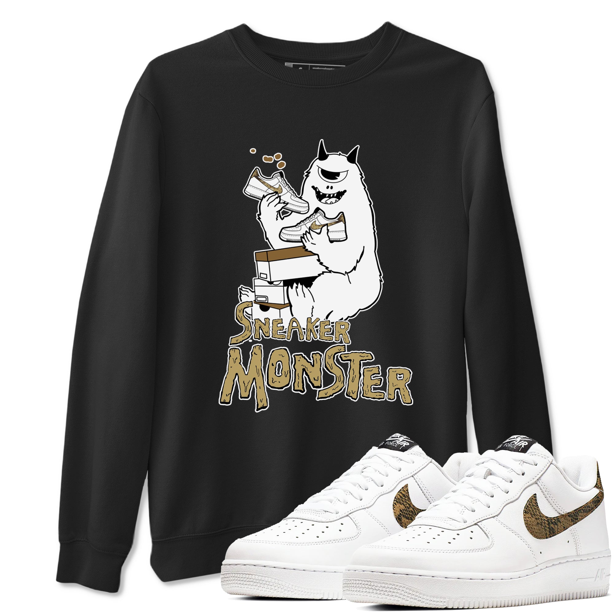 Air Force 1 Ivory Snake shirt to match jordans Sneaker Monster sneaker tees Air Force 1 Ivory Snake SNRT Sneaker Release Tees unisex cotton Black 1 crew neck shirt