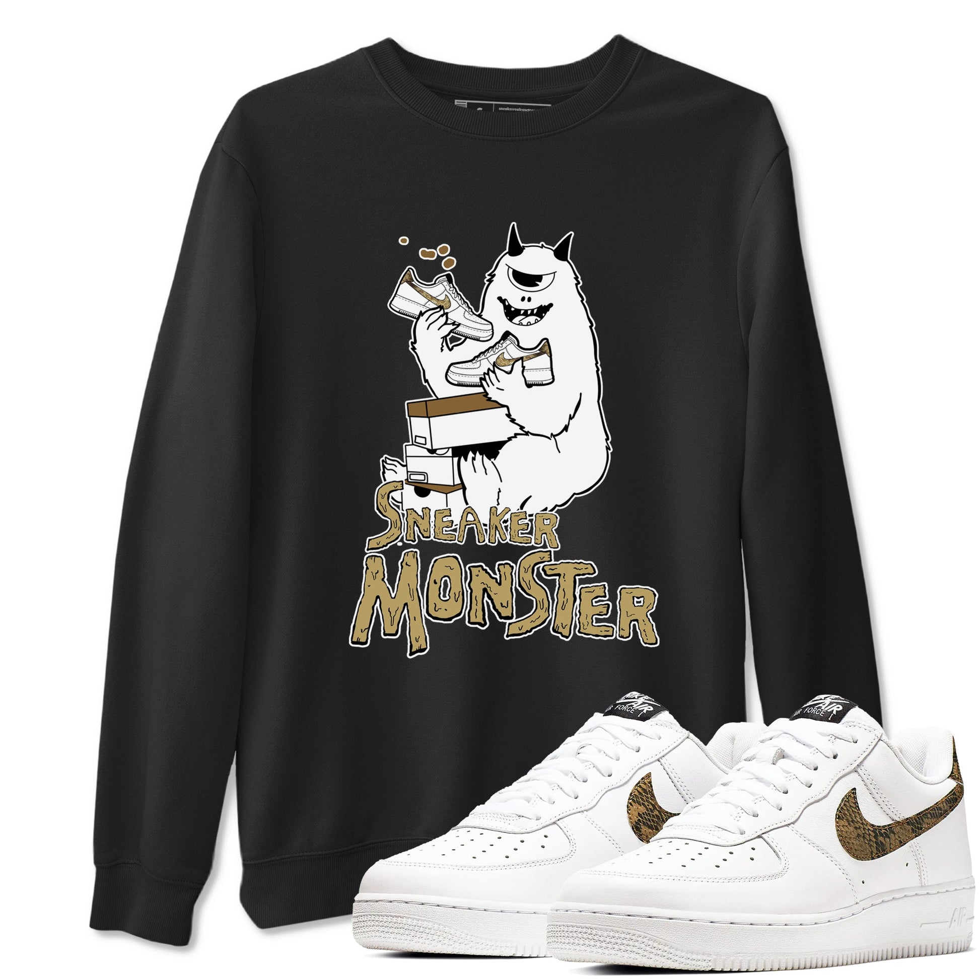 Air Force 1 Ivory Snake shirt to match jordans Sneaker Monster sneaker tees Air Force 1 Ivory Snake SNRT Sneaker Release Tees unisex cotton Black 1 crew neck shirt