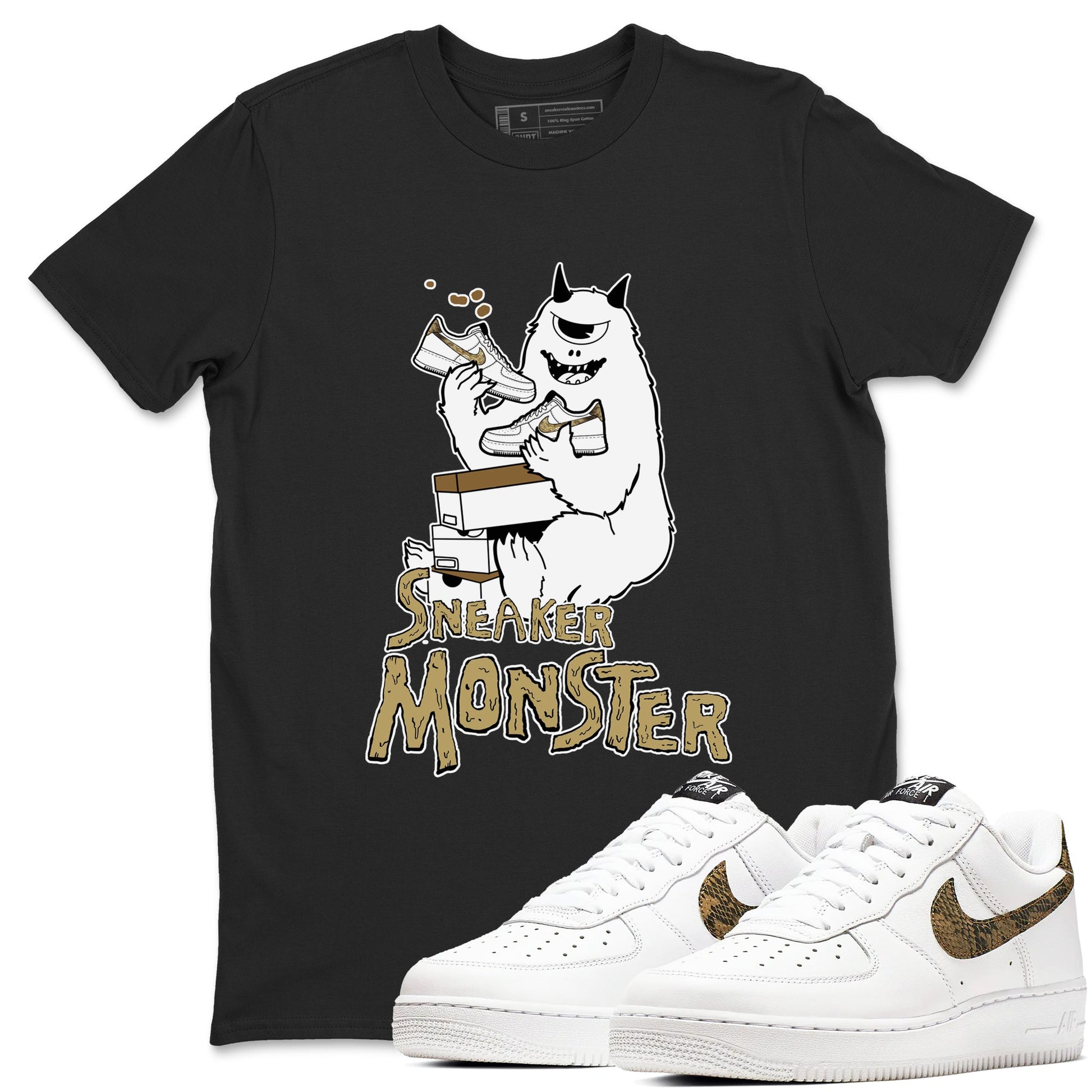 Air Force 1 Ivory Snake shirt to match jordans Sneaker Monster sneaker tees Air Force 1 Ivory Snake SNRT Sneaker Release Tees unisex cotton Black 1 crew neck shirt