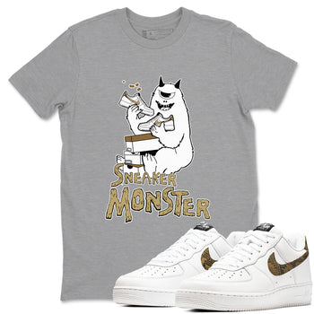 Air Force 1 Ivory Snake shirt to match jordans Sneaker Monster sneaker tees Air Force 1 Ivory Snake SNRT Sneaker Release Tees unisex cotton Heather Grey 1 crew neck shirt