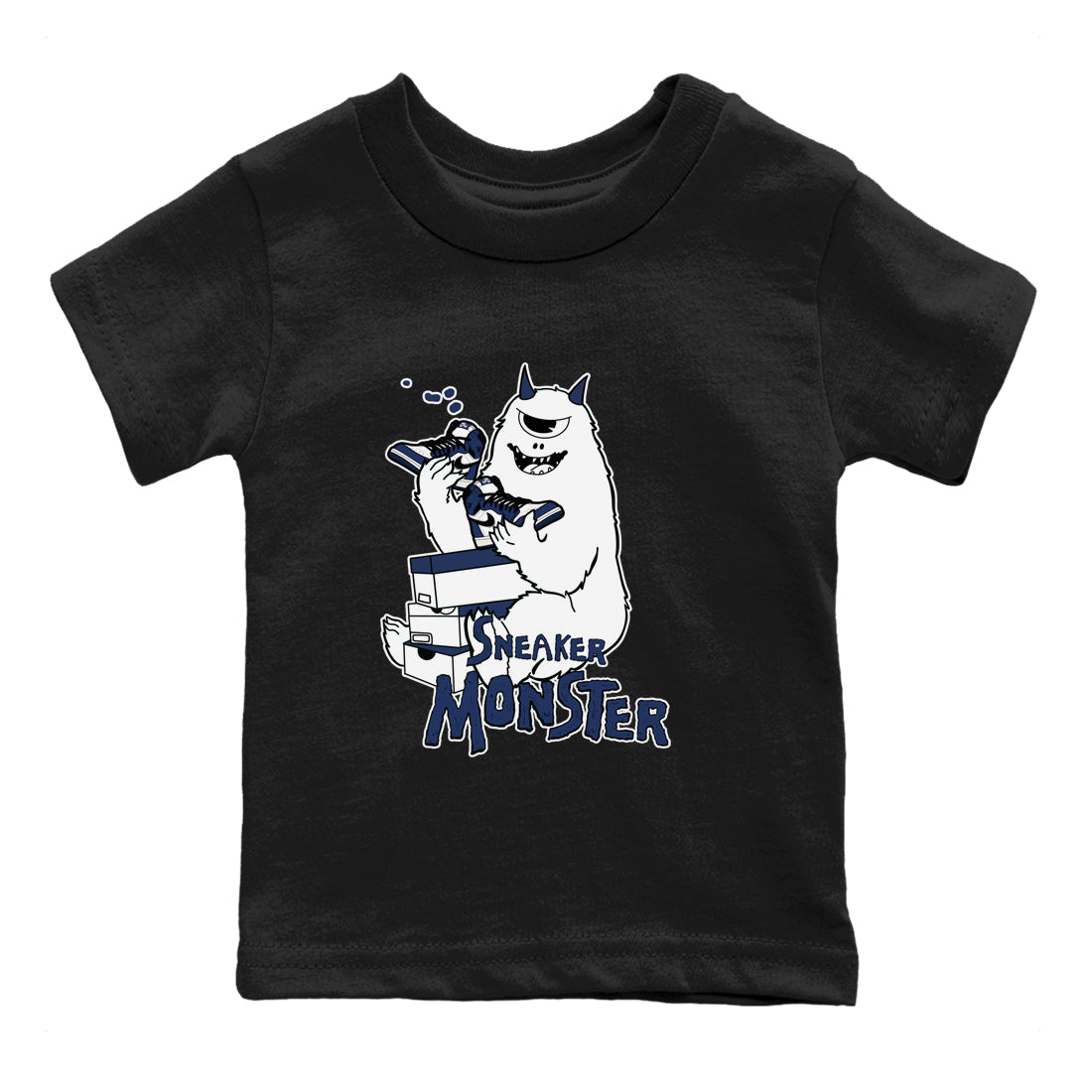 1s Midnight Navy shirts to match jordans Sneaker Monster sneaker match tees Air Jordan 1 Midnight Navy match shoes to clothes SNRT Sneaker Tees Youth Baby Black 2 tee