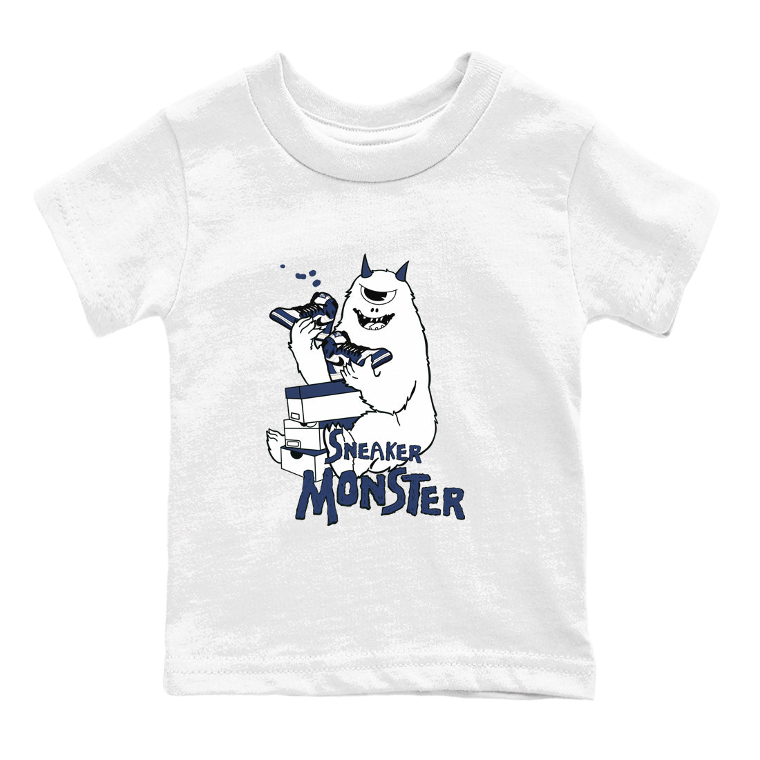 1s Midnight Navy shirts to match jordans Sneaker Monster sneaker match tees Air Jordan 1 Midnight Navy match shoes to clothes SNRT Sneaker Tees Youth Baby White 2 tee
