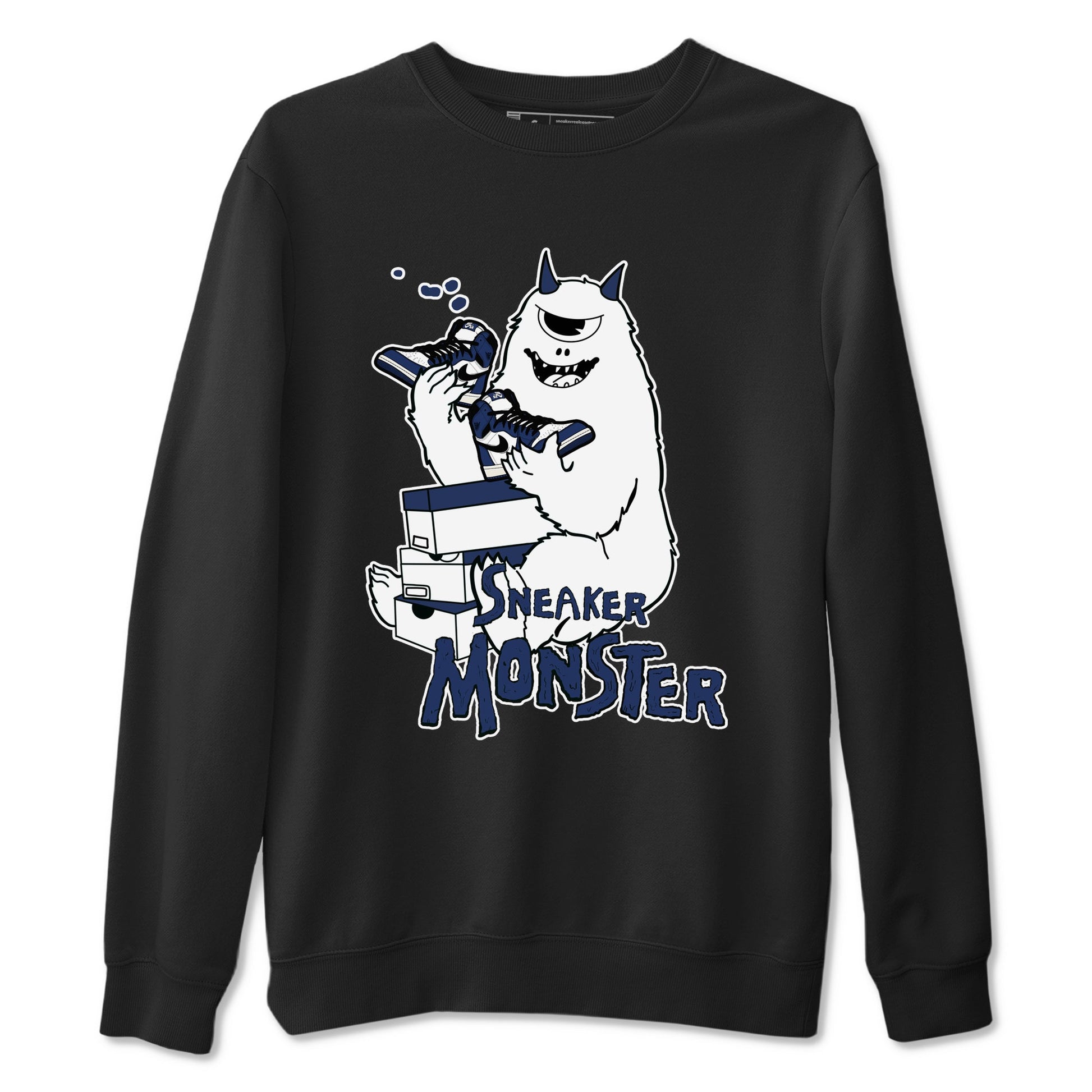 1s Midnight Navy shirts to match jordans Sneaker Monster sneaker match tees Air Jordan 1 Midnight Navy match shoes to clothes SNRT Sneaker Tees unisex cotton Black 2 shirts