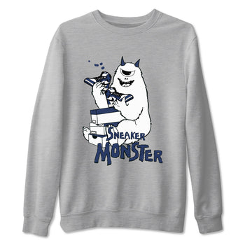 1s Midnight Navy shirts to match jordans Sneaker Monster sneaker match tees Air Jordan 1 Midnight Navy match shoes to clothes SNRT Sneaker Tees unisex cotton Heather Grey 2 shirts